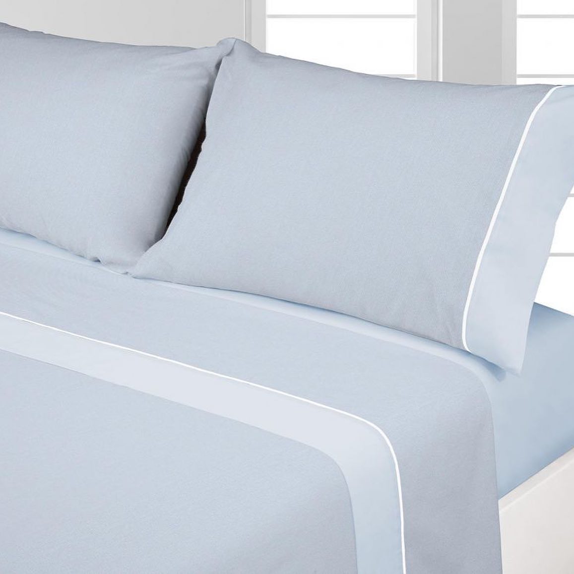 Parure de lit en flanelle – Laken – Drap inférieur avec drap plat – 2  personnes – Blue