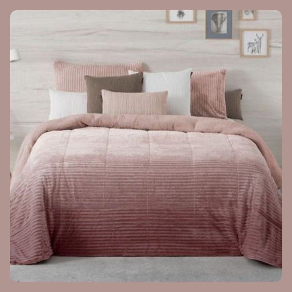 Couette doudou ,Couette doudou degrade rose,Couette Manterol Lines Rose degrade,Couette Doudou degrade , couette chaud , Couette Manterol Lines Gris degrade ,soft warm comforter, grey gradient duvet, winter bedding 2025, winter bedding 2026,